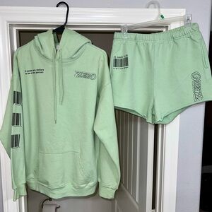 The Mayfair Group Mint Green Hoodie and Shorts Set